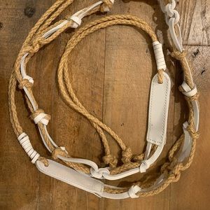 Ralph Lauren Belt White Leather and Jute Size Large